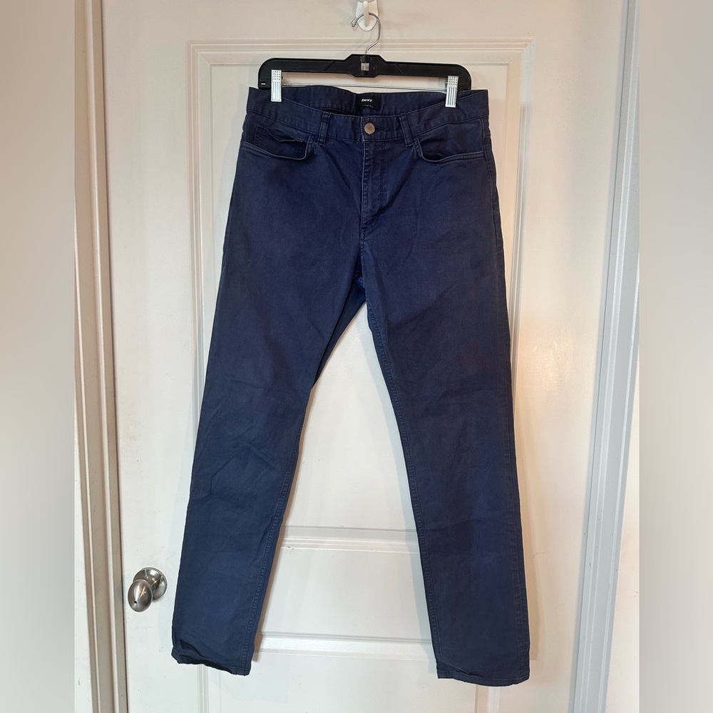 Theory Haydin Straight Leg Slim Fit Blue Cotton Designer Jeans, Size 33